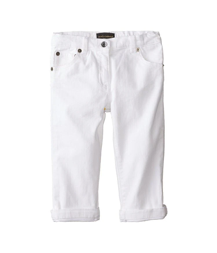 商品Dolce & Gabbana|婴儿Dolce & Gabbana Kids Mediteranean Five-Pocket Jeans in White/Denim (Infant),价格¥859,第1张图片