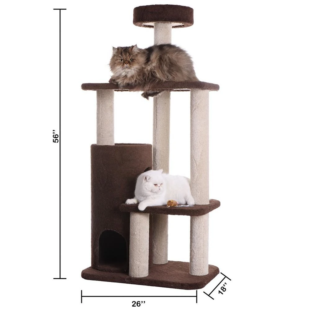3-Level Carpeted Real Wood Cat Tree Condo 商品