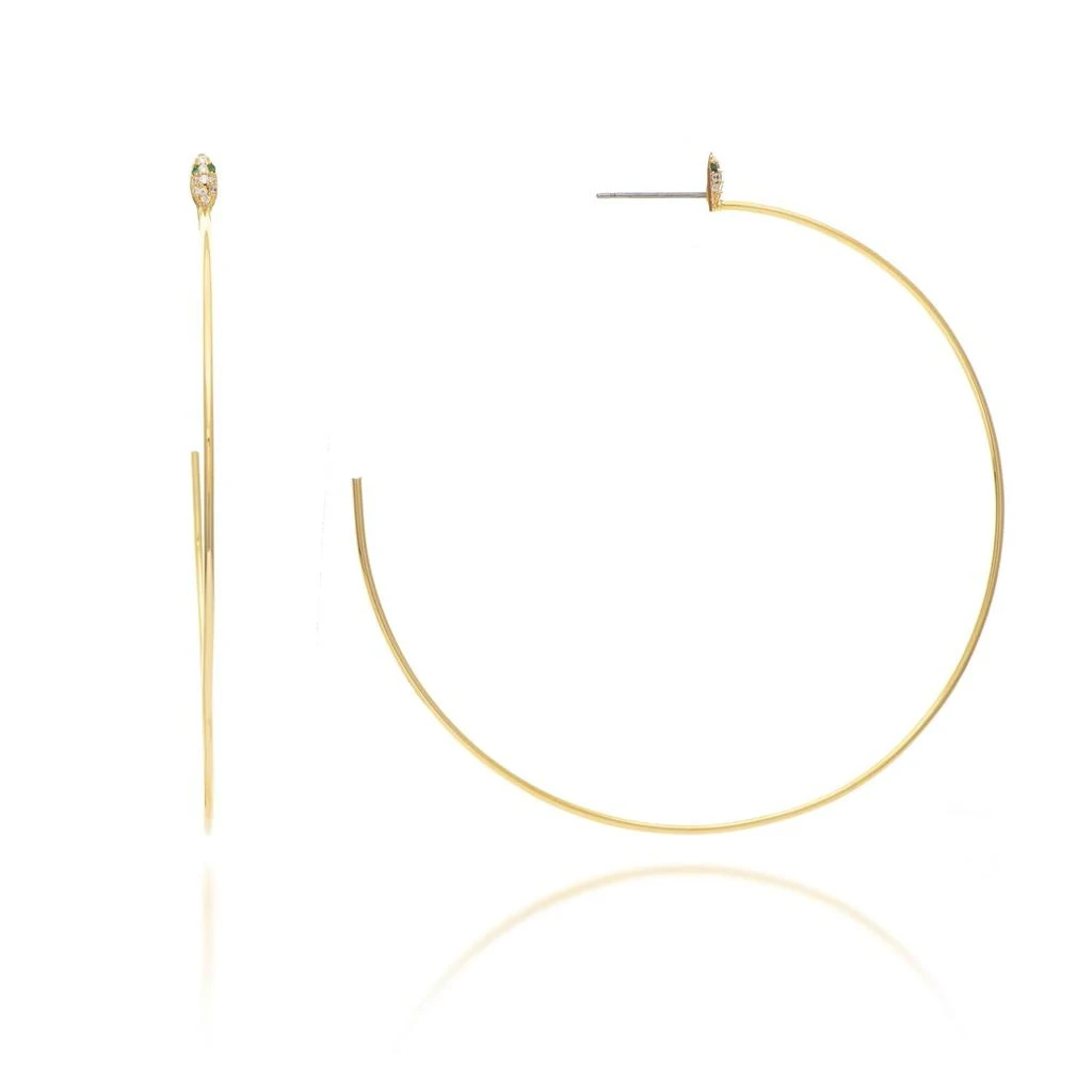 商品Rivka Friedman|Cubic Zirconia Encrusted Emerald Eyes Snake Hoop Earrings,价格¥454,第1张图片