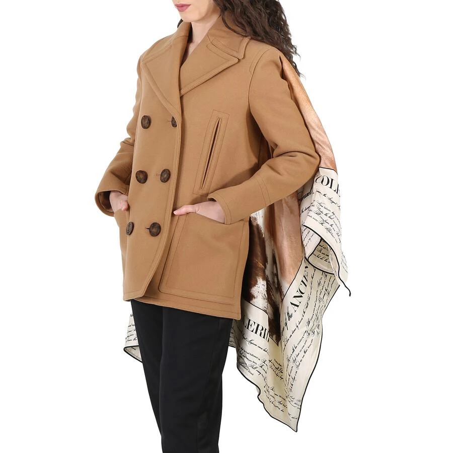 商品Burberry|Burberry Brown Mariner Print Blanket Detail Technical Wool Pea Coat, Brand Size 2 (US Size 0),价格¥1478,第1张图片