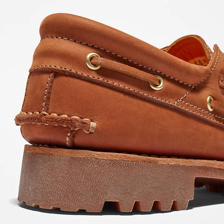 Timberland® 3-Eye Lug Handsewn Boat Shoe for Men in Brown商品第7张图片规格展示