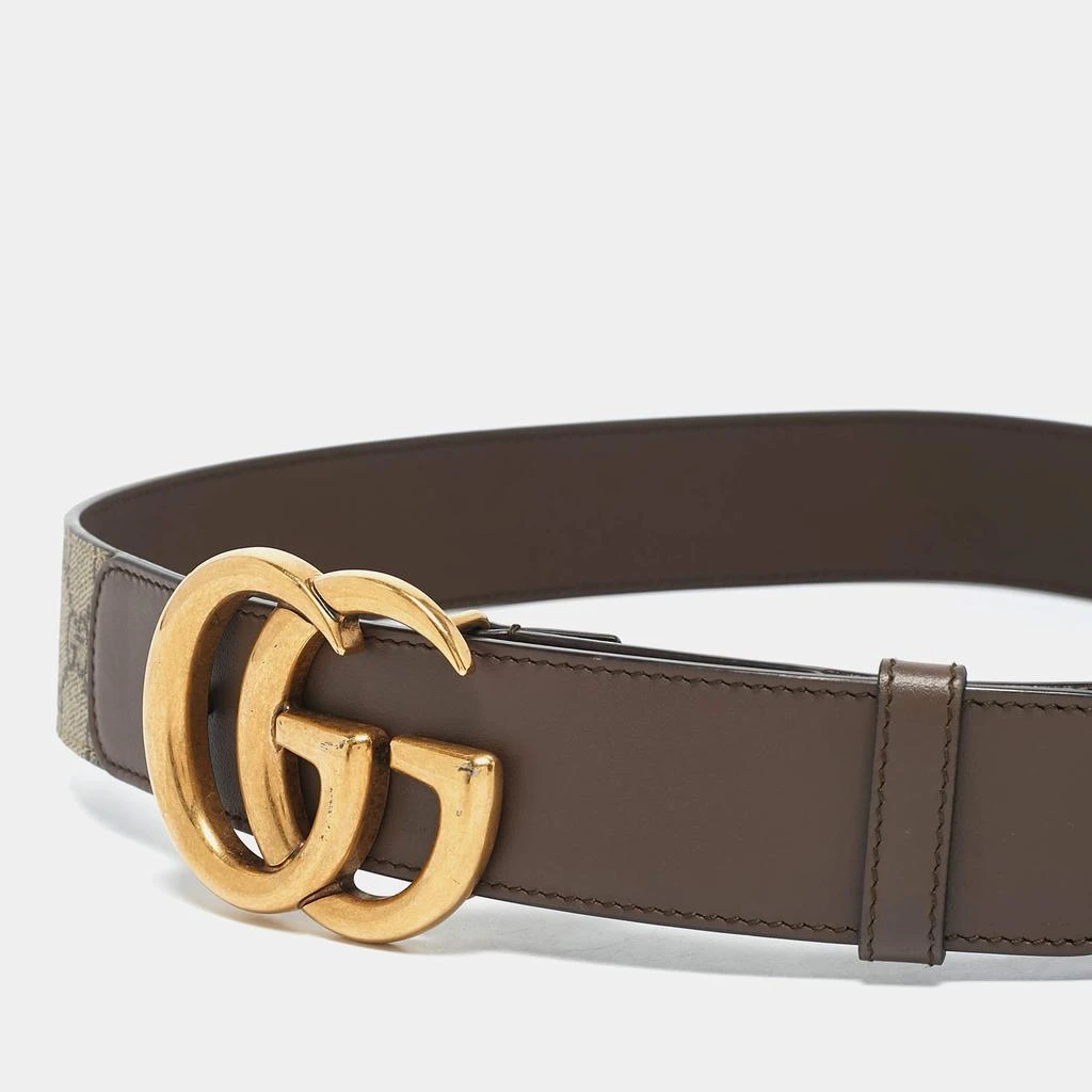 商品[二手商品] Gucci|Gucci Beige/Ebony GG Supreme Canvas and Leather Double G Buckle Belt 85 CM,价格¥2514,第4张图片详细描述