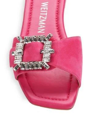 商品Stuart Weitzman|Embellished Suede Flat Sandals,价格¥1070,第5张图片详细描述