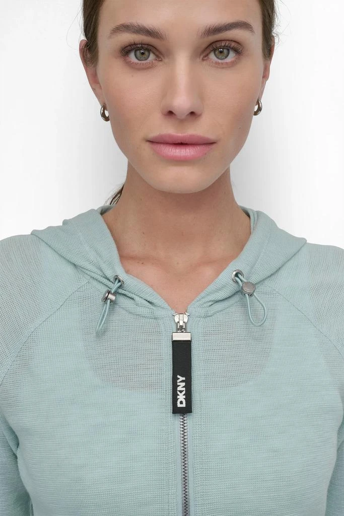 商品DKNY|FULL ZIP MINI SLUB WAFFLE HOODIE WITH POCKETS,价格¥270,第4张图片详细描述