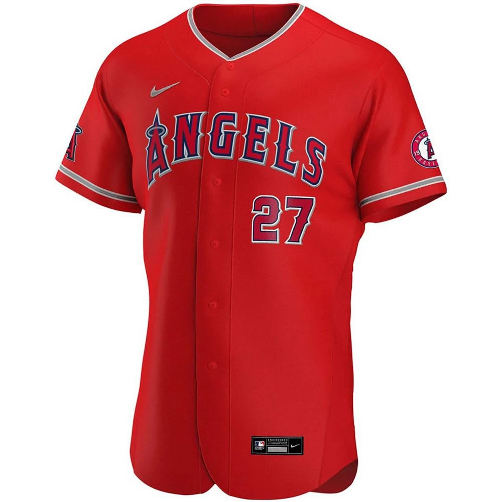 商品NIKE|Men's Mike Trout Red Los Angeles Angels Alternate Authentic Player Jersey,价格¥3335,第2张图片详细描述