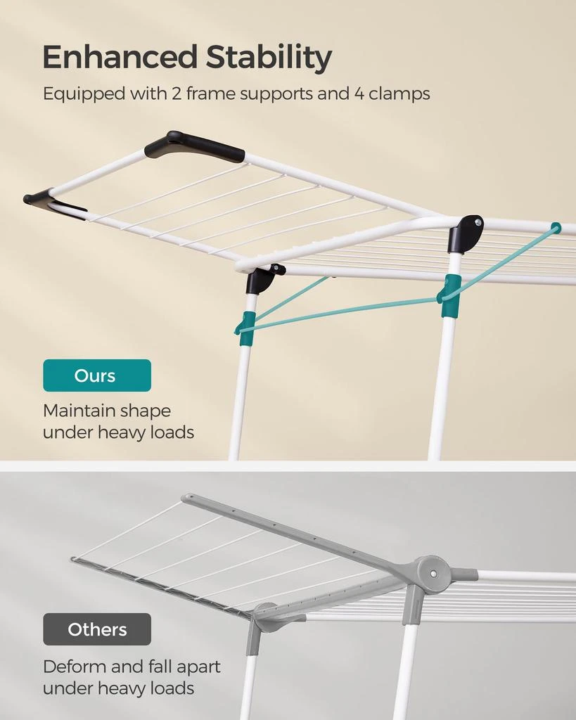 商品BreeBe|Foldable Clothes Drying Rack White,价格¥611,第3张图片详细描述