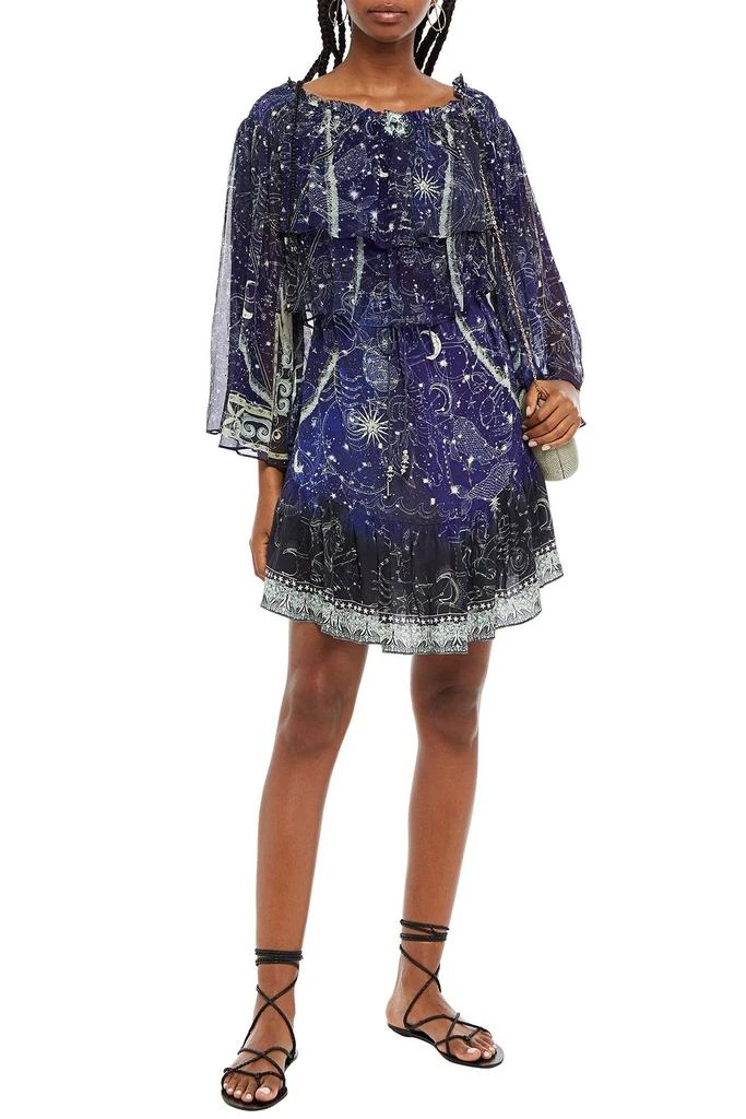 商品Camilla|Belted crepon-paneled embellished printed silk crepe de chine mini dress,价格¥1492,第2张图片详细描述