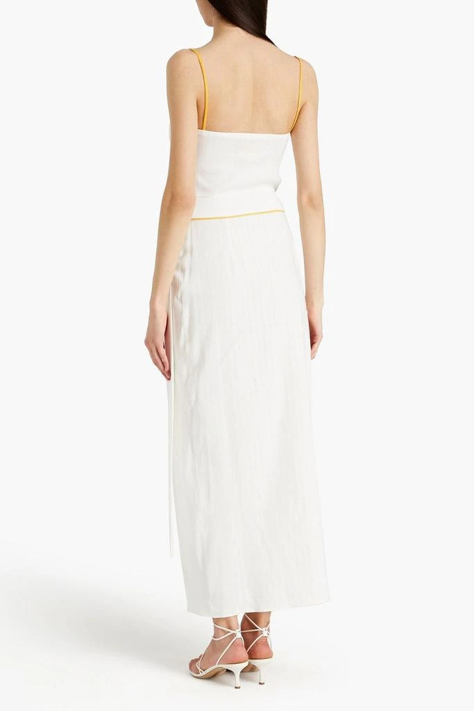 商品GALVAN  LONDON|Grotto pinstriped linen-blend bra top,价格¥888,第3张图片详细描述