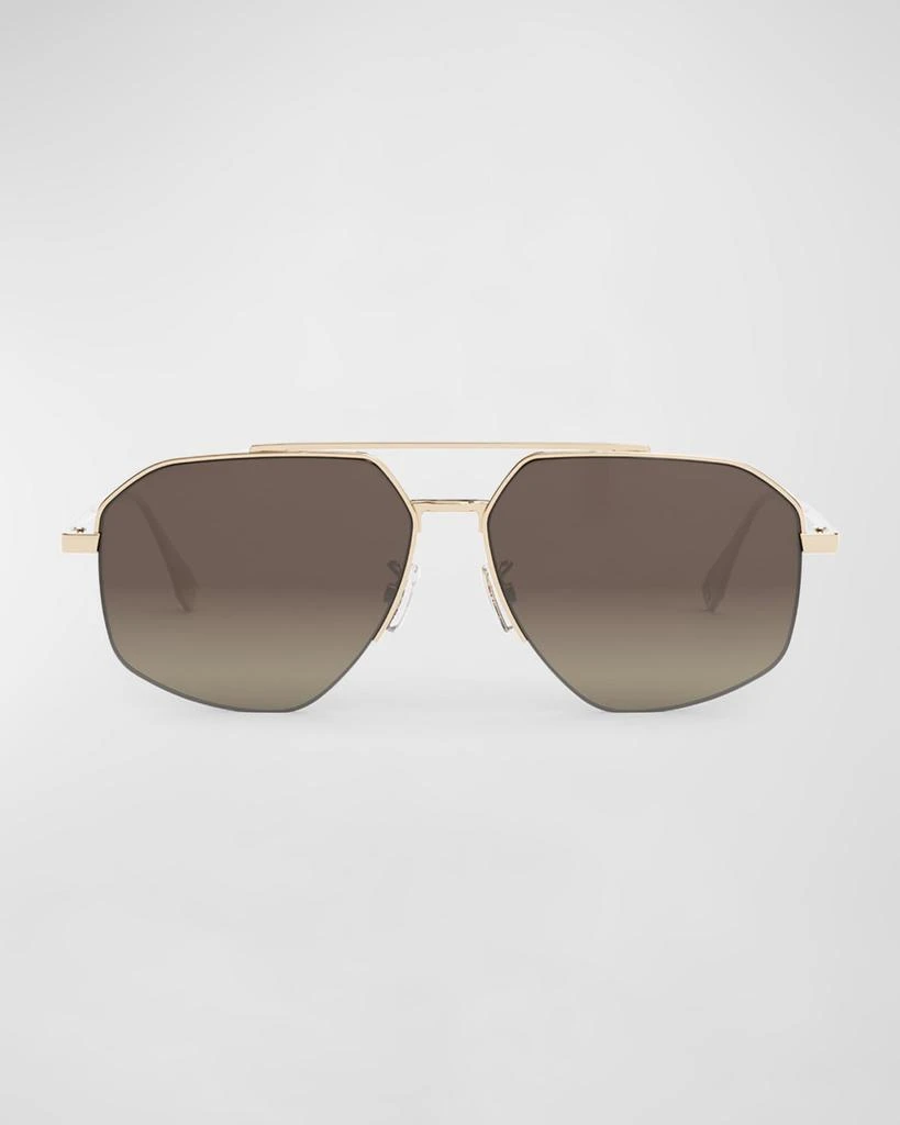 商品Fendi|Men's Double-Bridge Metal Rectangle Sunglasses,价格¥4093,第3张图片详细描述