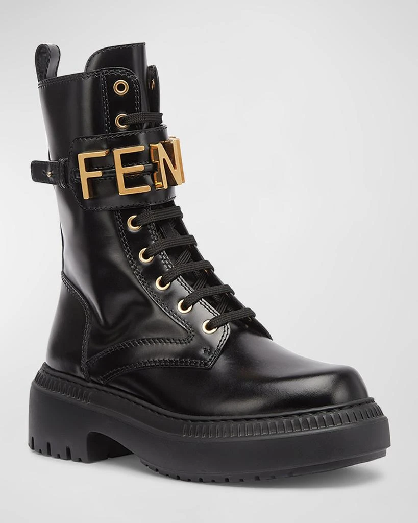 商品Fendi|Fendigraphy Logo-Cuff Biker Booties,价格¥12274,第3张图片详细描述