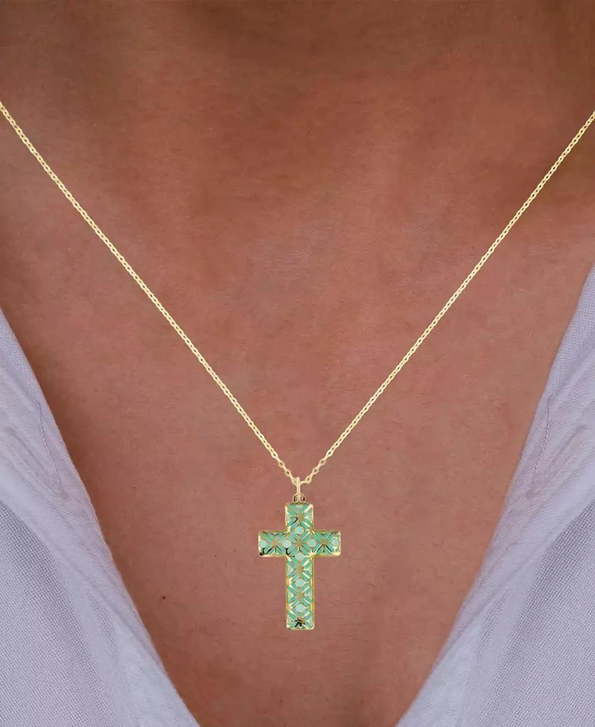 商品Macy's|Enamel Cross Overlay 18" Pendant Necklace in 14k Gold,价格¥1248,第2张图片详细描述