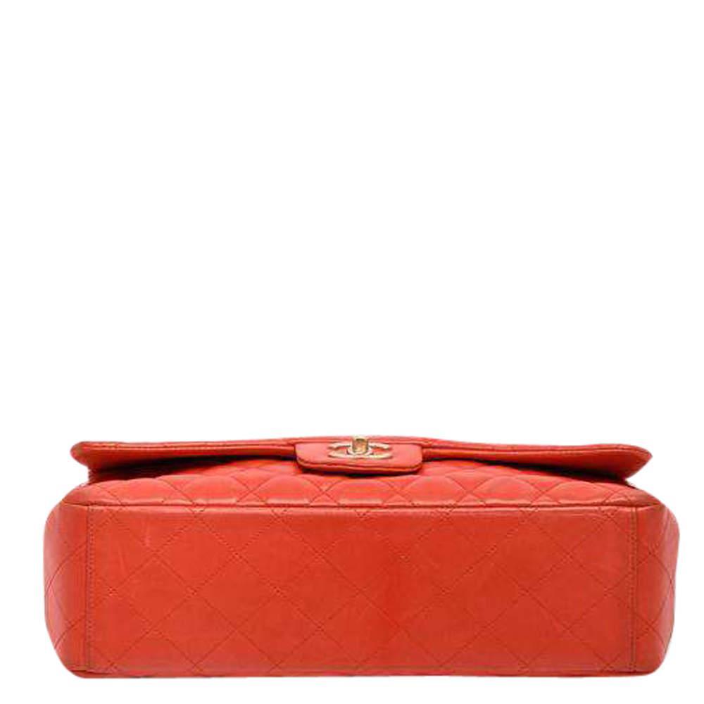 商品[二手商品] Chanel|Chanel Coral Quilted Leather Jumbo Classic Flap Bag,价格¥27414,第6张图片详细描述