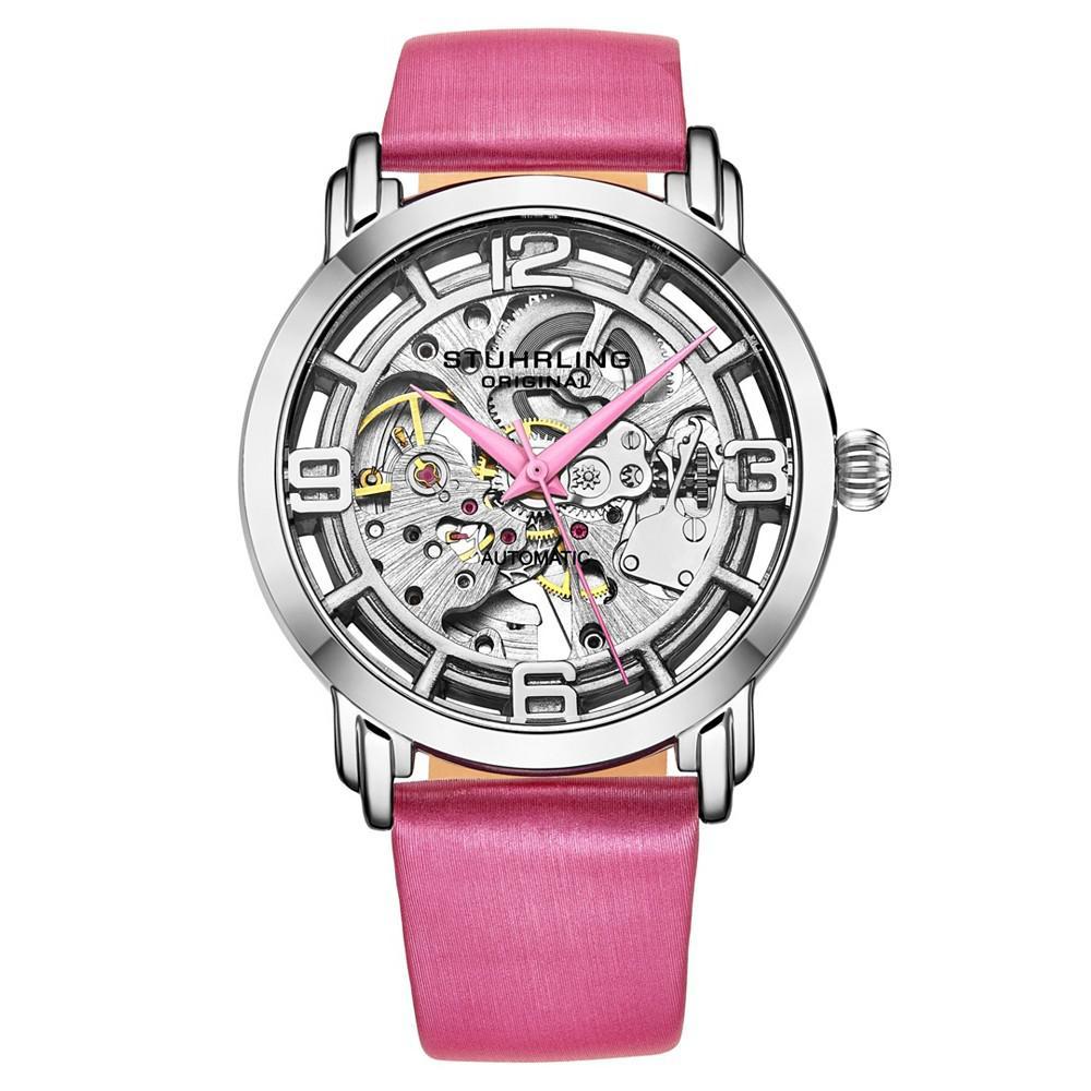 商品Stuhrling|Women's Automatic Pink Genuine Leather Strap Watch 40mm,价格¥1070,第1张图片