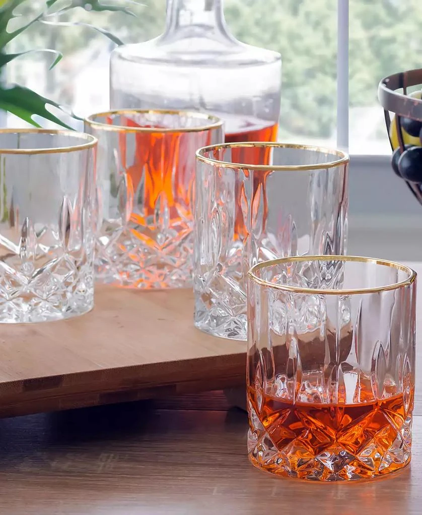 商品Lorren Home Trends|Opera Gold Collection 4 Piece Crystal Double Old Fashion Glass with Gold Rim Set,价格¥671,第3张图片详细描述