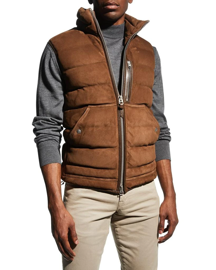 商品Tom Ford|Men's Suede Down Puffer Vest,价格¥24675,第4张图片详细描述