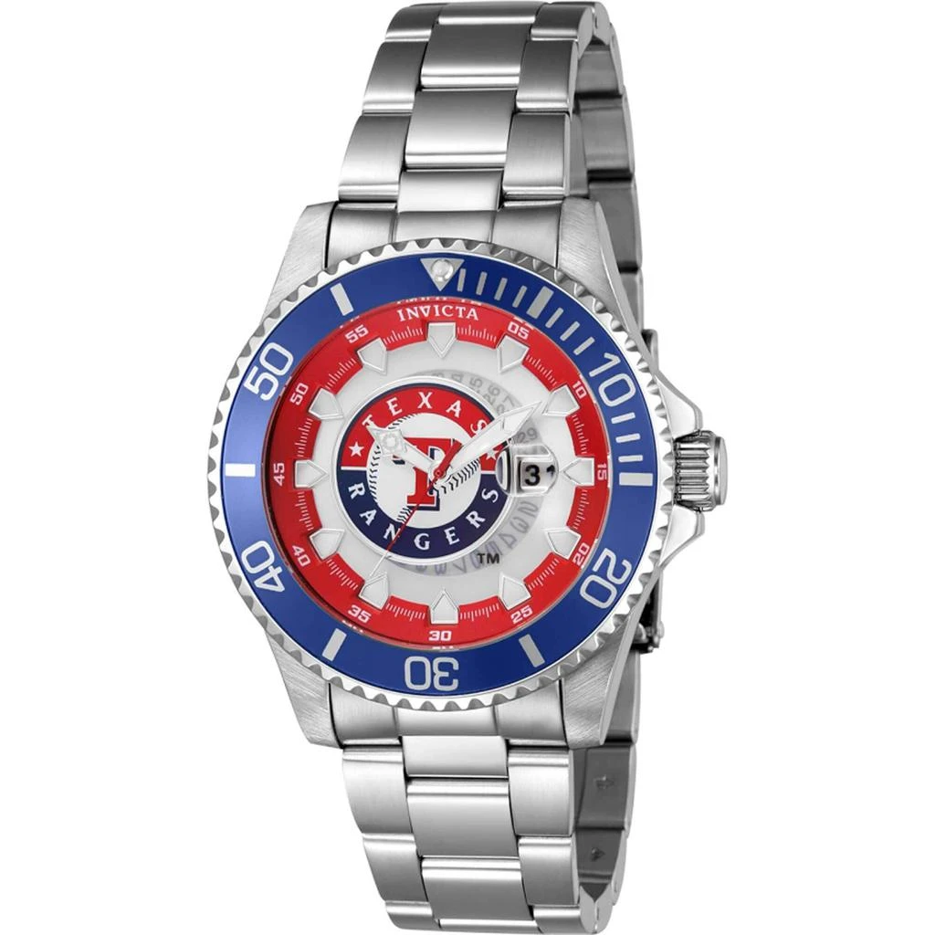 商品Invicta|Invicta Men's Watch - MLB Texas Rangers Rotating Bezel Silver Steel Bracelet | 43481,价格¥648,第1张图片