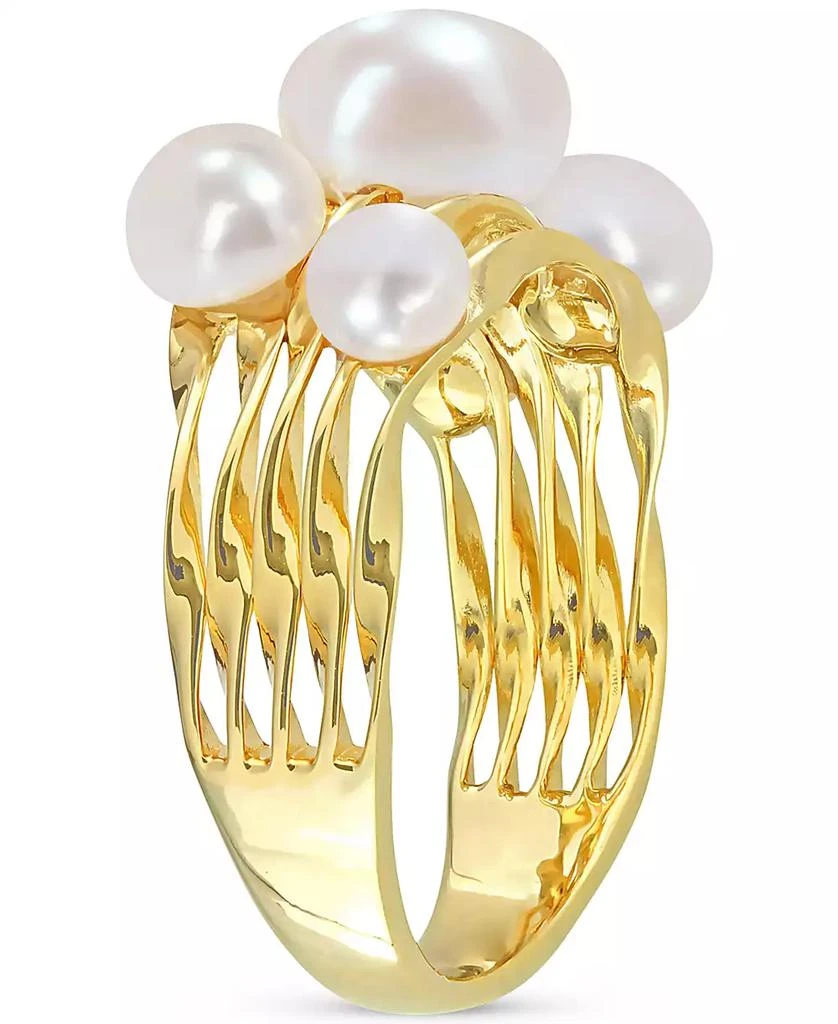 商品Macy's|Cultured Freshwater Pearl (4- 7-1/2mm) Cluster Openwork Ring in Yellow Rhodium-Plated Sterling Silver,价格¥823,第4张图片详细描述