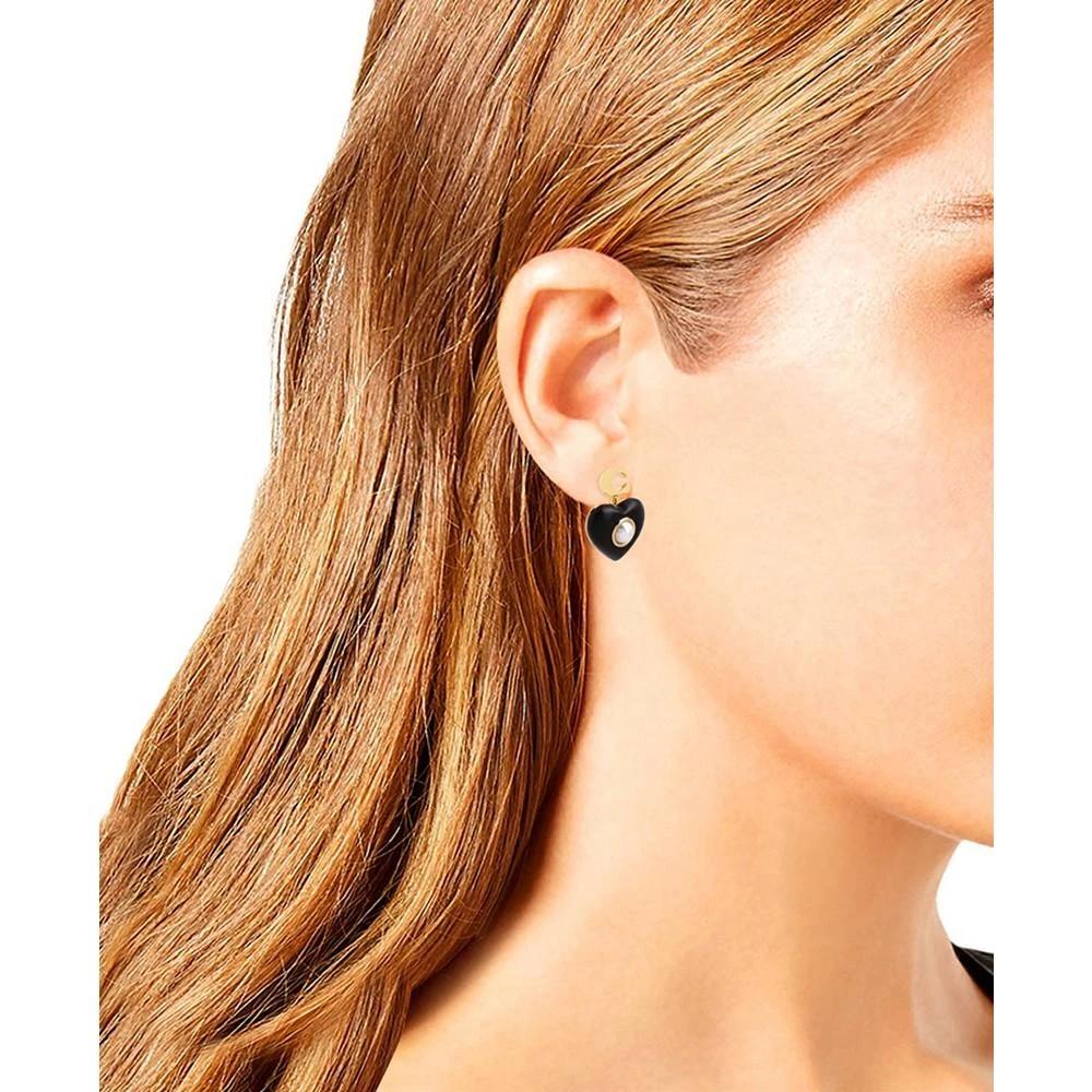 商品Coach|Women's Signature C Wooden Heart Drop Earrings,价格¥447,第2张图片详细描述