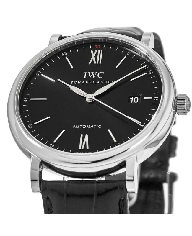 商品IWC Schaffhausen|IWC Portofino Automatic Black Dial Leather Strap  Men's Watch IW356502,价格¥30533,第2张图片详细描述