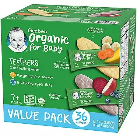 Gerber Organic Teething Wafers Variety Pack, 36 ct. 商品