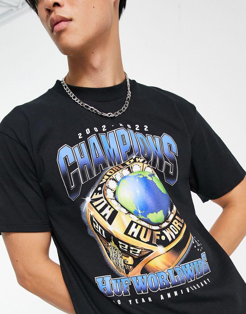 商品HUF|HUF champions t-shirt in black,价格¥328,第1张图片