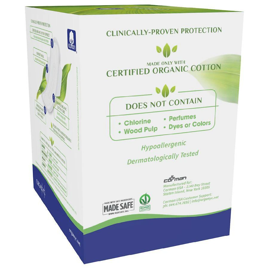 商品ORGANYC|100% Certified Organic Cotton Feminine Pads with Wings, Heavy Flow,价格¥32,第5张图片详细描述