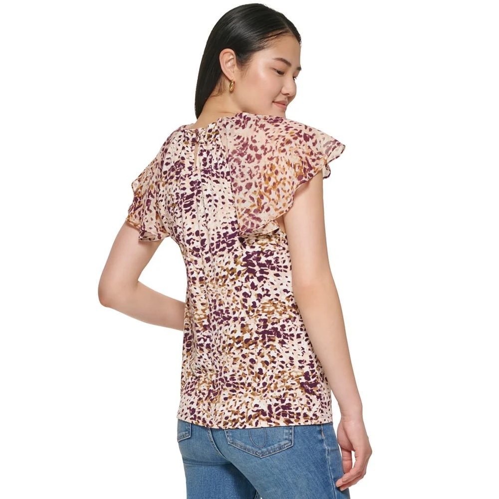 商品Calvin Klein|Women's Printed Flutter Sleeve Top,价格¥148,第2张图片详细描述