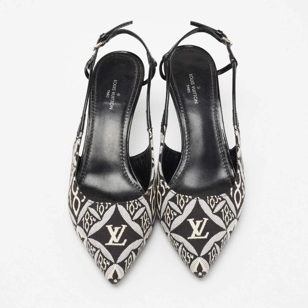 商品[二手商品] Louis Vuitton|Louis Vuitton Black/White Canvas And Patent Leather Cherie Slingback Pumps Size 36,价格¥5006,第3张图片详细描述
