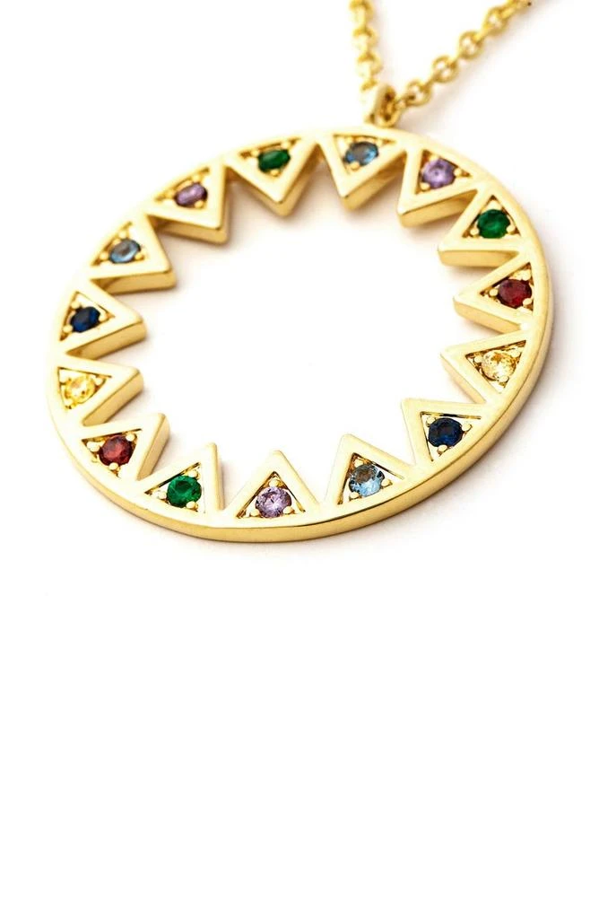 商品Rivka Friedman|18K Yellow Gold Clad Rainbow Crystal Open Sun Circle Pendant Necklace,价格¥487,第2张图片详细描述