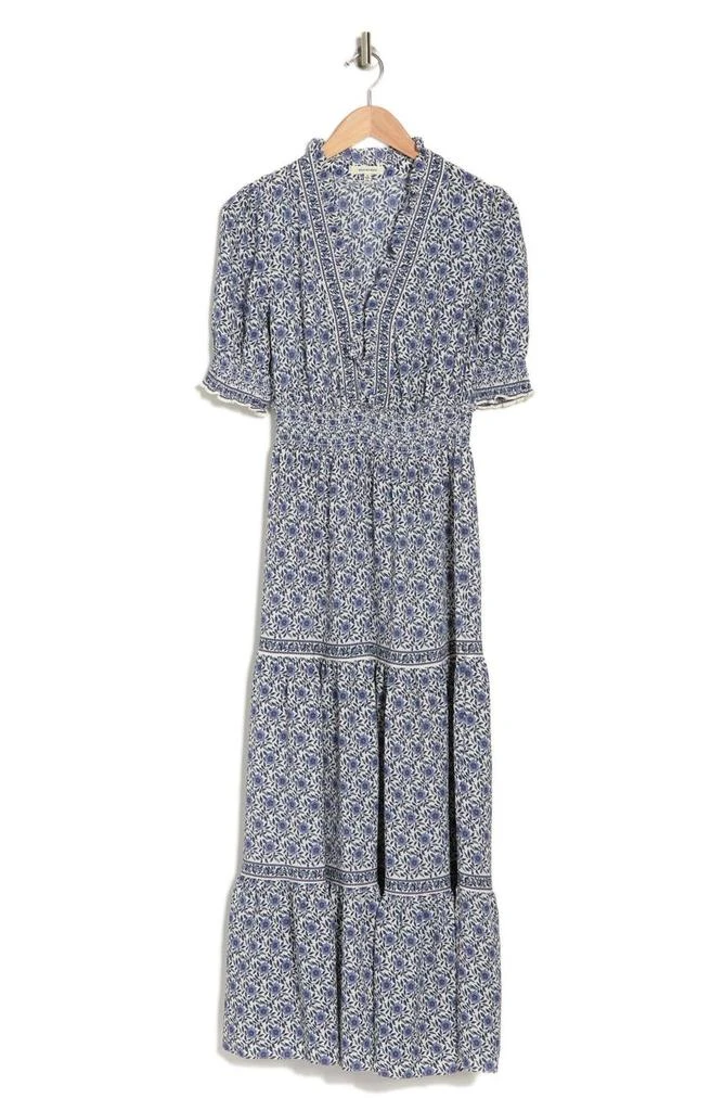 商品Max Studio|V-Neck Short Puff Sleeve Floral Print Tiered Dress,价格¥300,第3张图片详细描述