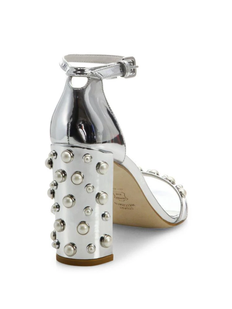 商品Stuart Weitzman|Morepearls Studded Metallic Ankle Strap Sandals,价格¥1180,第2张图片详细描述