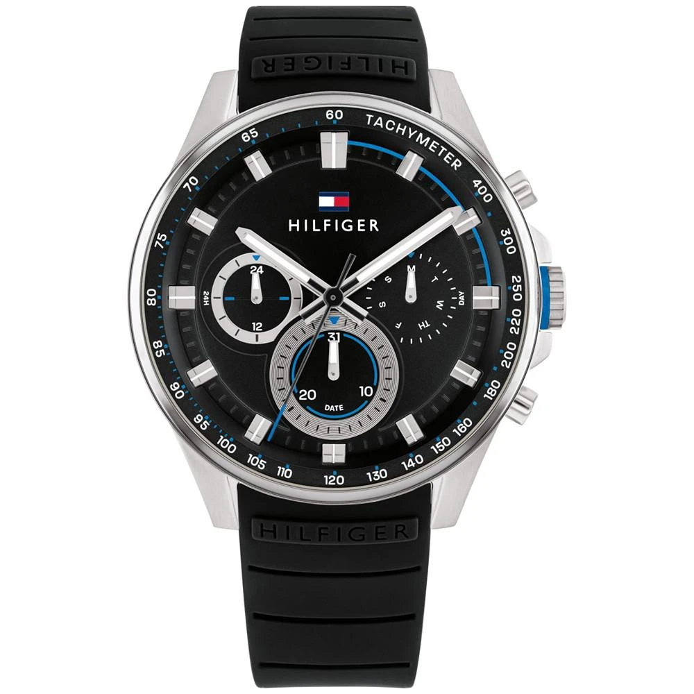商品Tommy Hilfiger|Men's Black Silicone Strap Watch 44mm,价格¥1165,第1张图片