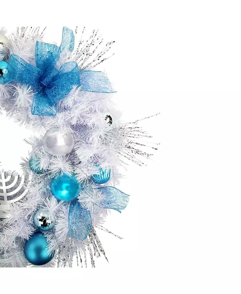 商品Northlight|24" Pre-Decorated Menorah Artificial Pine Hanukkah Wreath,价格¥1111,第4张图片详细描述