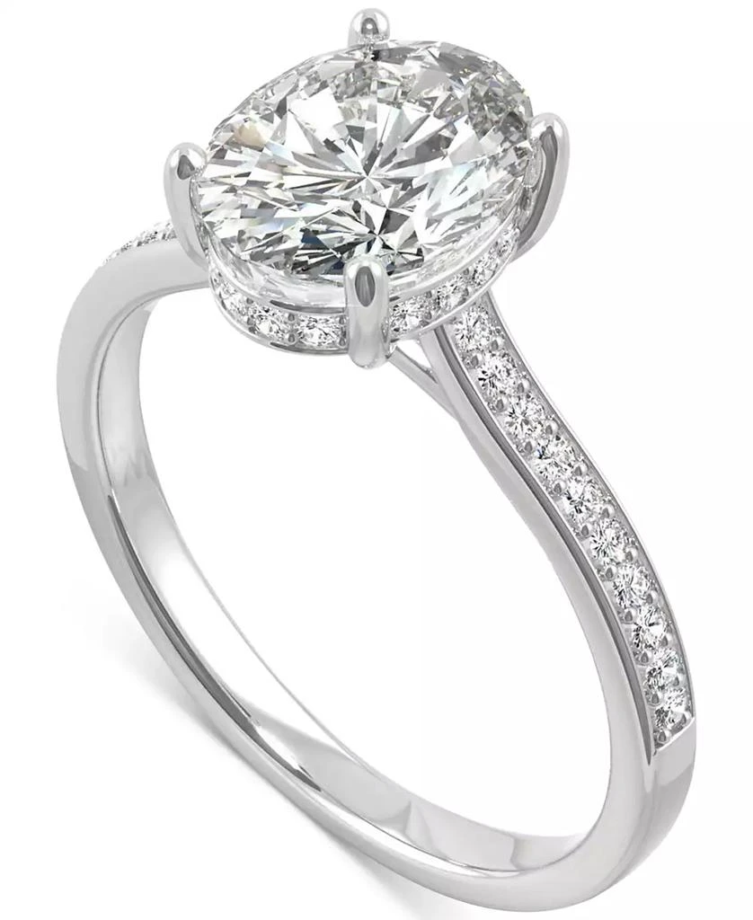 商品Charles & Colvard|Moissanite Oval Engagement Ring (2-1/3 ct. t.w. DEW) in 14k White Gold,价格¥13387,第3张图片详细描述