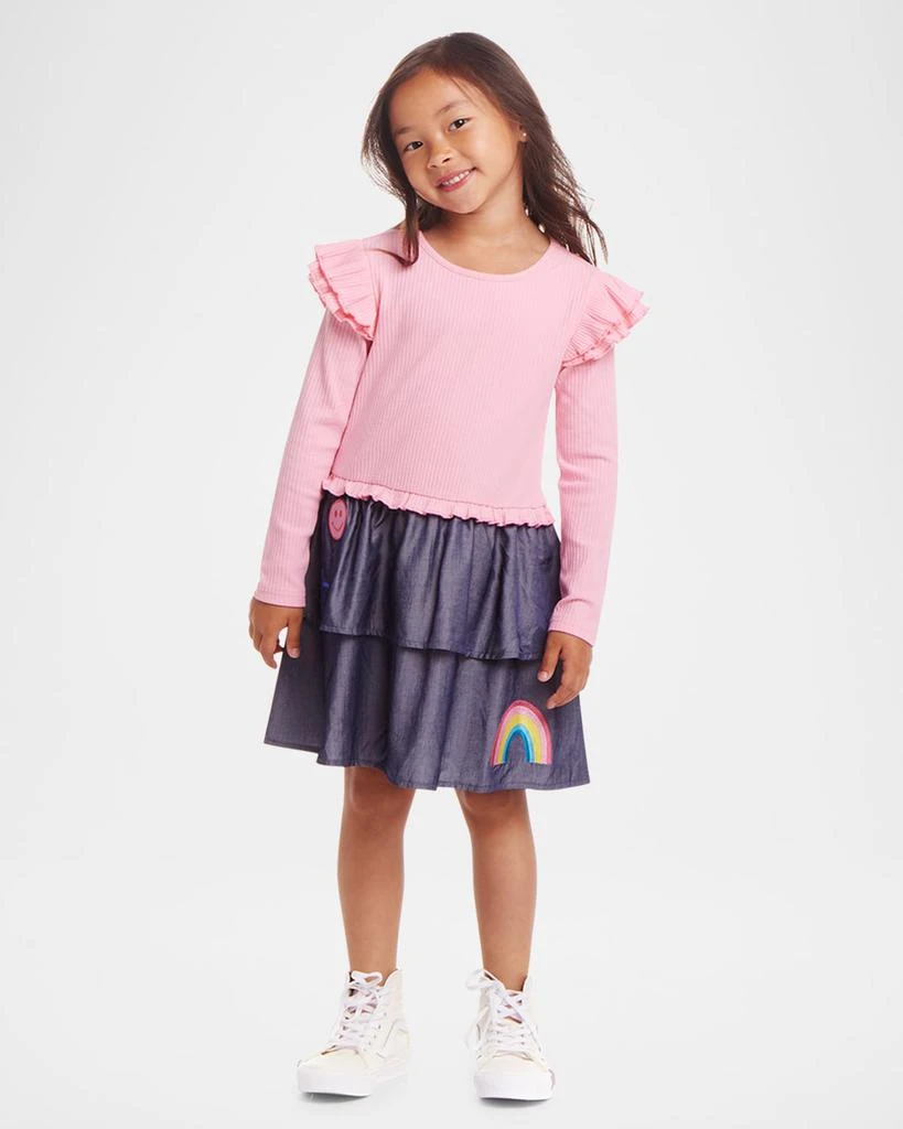 商品Andy & Evan|Girl's Rib Knit Tiered Skirt Combo Dress, Size 2T-6X,价格¥485,第2张图片详细描述