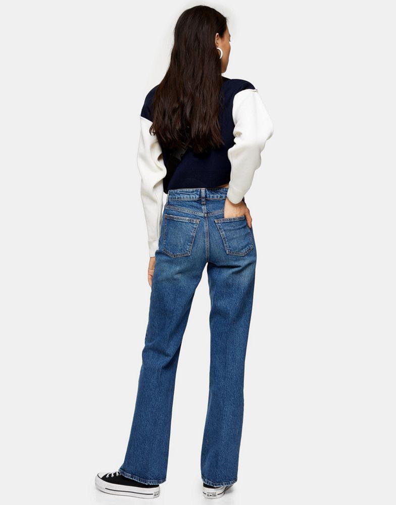 商品Topshop|Topshop relaxed flare jean in mid blue,价格¥267,第4张图片详细描述