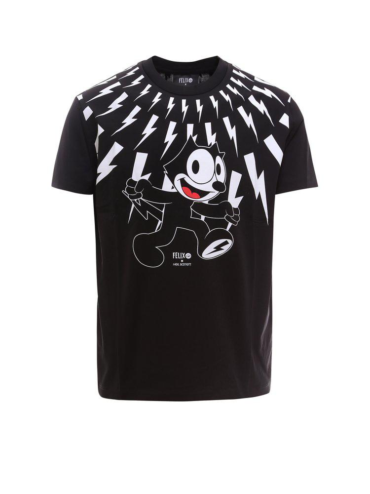 Neil Barrett X Felix The Cat Printed Crewneck T-Shirt商品第1张图片规格展示