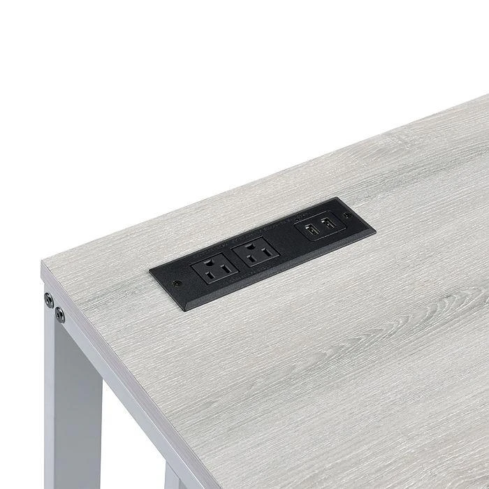 Wright Light Oak and White Writing Desk with USB Ports 商品