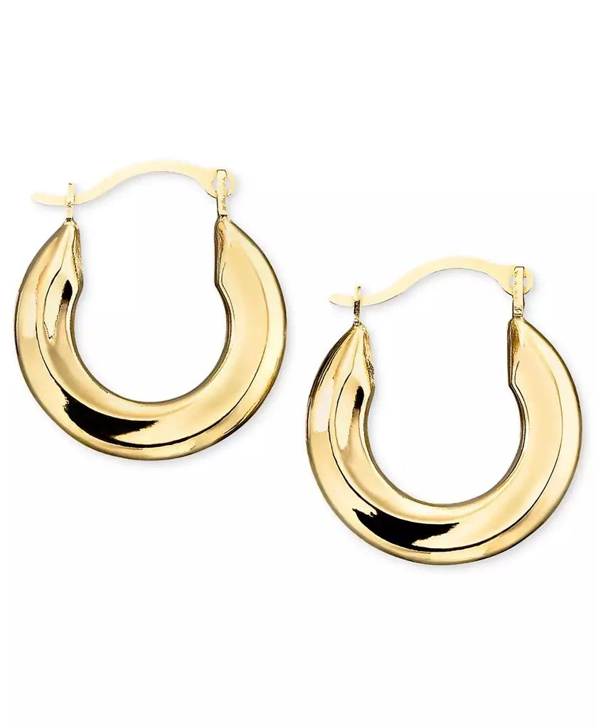 商品Macy's|Small Polished Tube Hoop Earrings in 10k Gold and White Gold,价格¥421,第1张图片