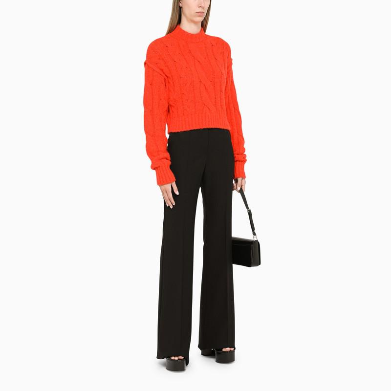 Cropped orange cable knit sweater商品第2张图片规格展示