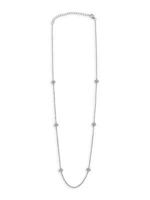 商品BELPEARL|​Sterling Silver & Cubic Zirconia Small Clover Station Necklace,价格¥488,第1张图片