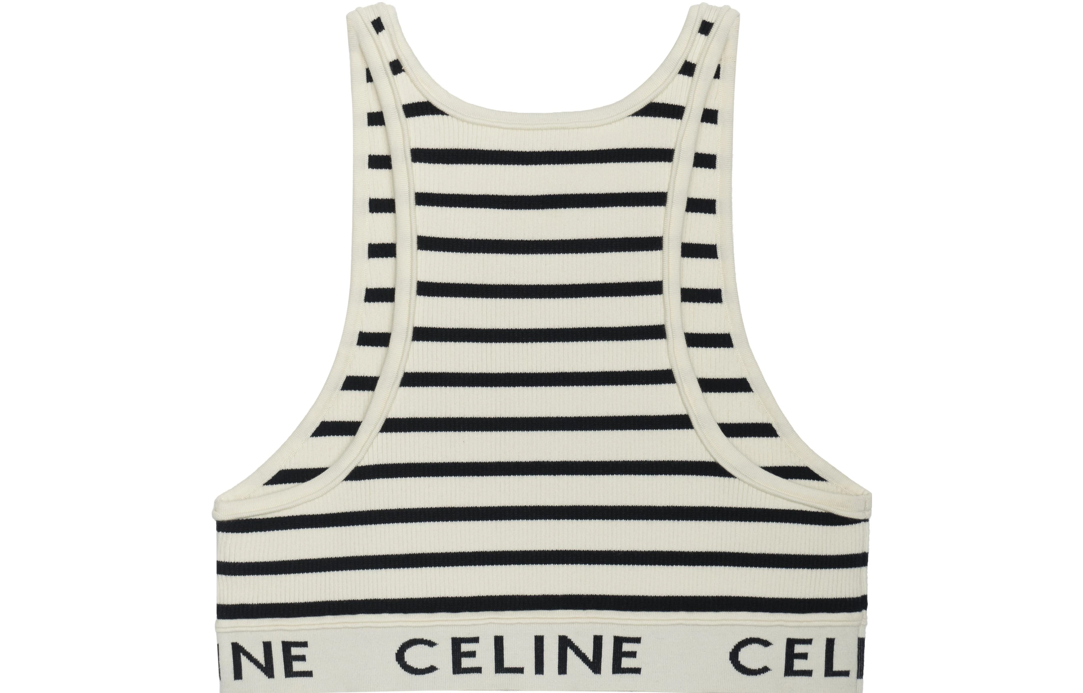 商品[国内直发] Celine|赛琳 Logo针织条纹运动背心 女款 奶白色,价格¥4137,第5张图片详细描述