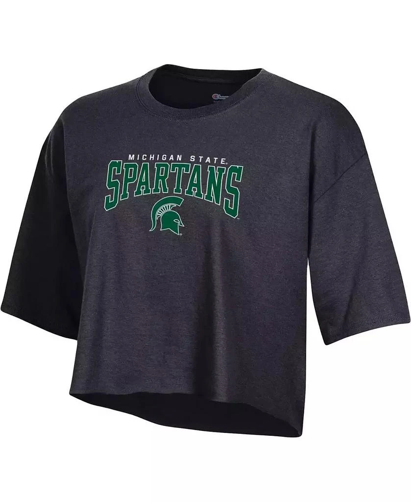 商品CHAMPION|Women's Heather Charcoal Michigan State Spartans Boyfriend Cropped T-shirt,价格¥225,第3张图片详细描述