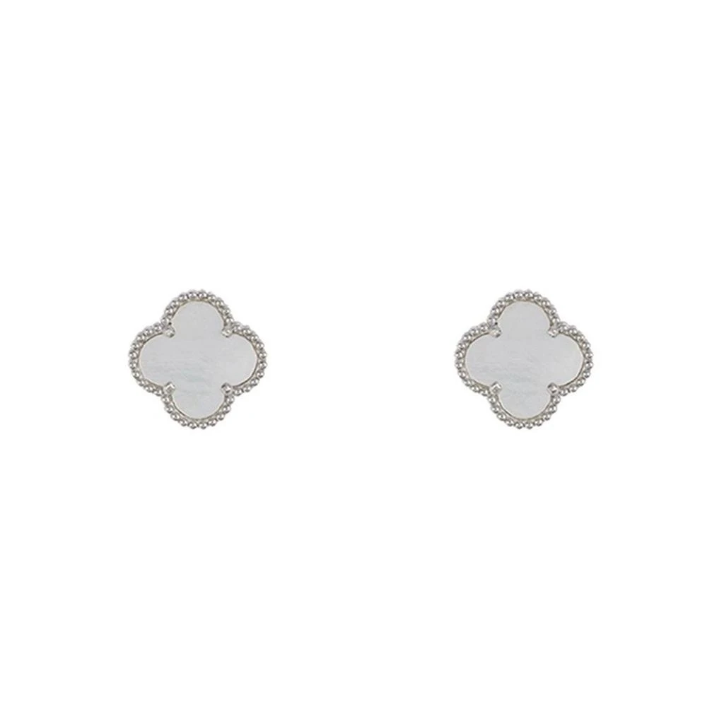 商品ADORNIA|Adornia Quatrefoil White Mother of Pearl Clover Stud Earrings silver,价格¥343,第1张图片