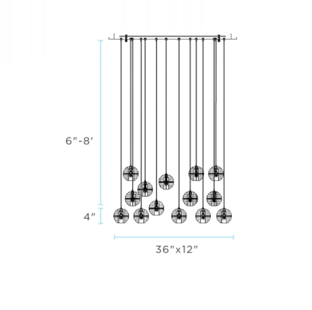 商品Finesse Decor|14 light Crystal Spheres Chandelier  // Rectangular Chrome Canopy,价格¥8142,第4张图片详细描述