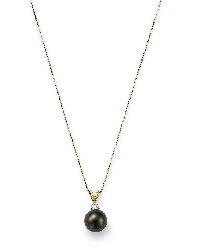 商品Bloomingdale's|Tahitian Black Cultured Pearl & Diamond Pendant Necklace in 14K Yellow Gold, 18" - 100% Exclusive,价格¥9528,第1张图片详细描述