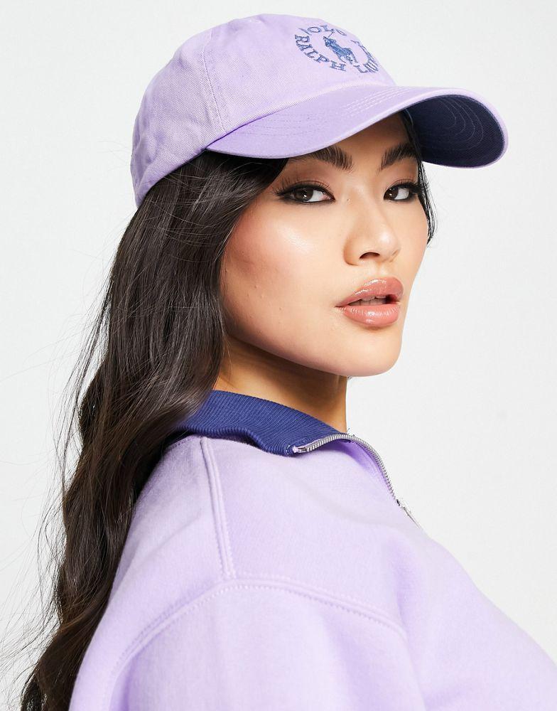 商品Ralph Lauren|Polo Ralph Lauren x ASOS exclusive collab logo baseball cap in lavender,价格¥232,第4张图片详细描述