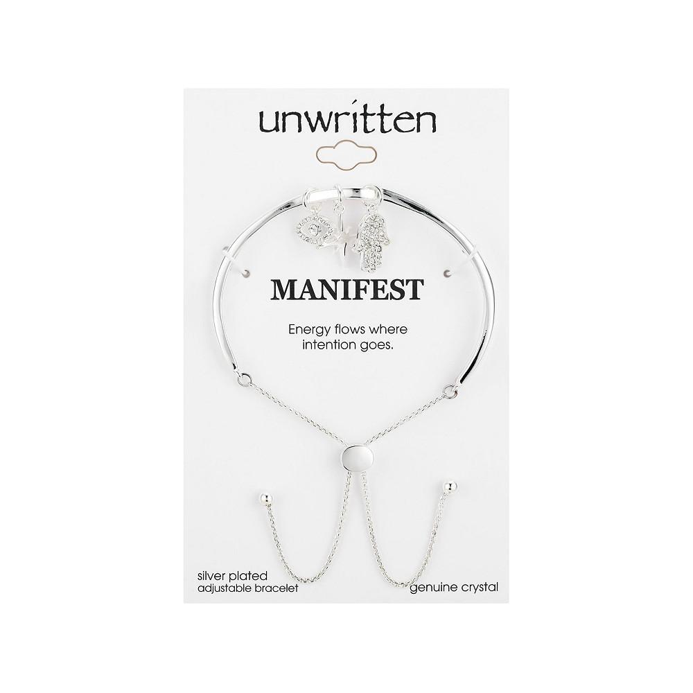 商品Unwritten|Silver Plated Crystal Hamsa, Evil Eye, Star Cuff Bolo Bracelet,价格¥143,第4张图片详细描述