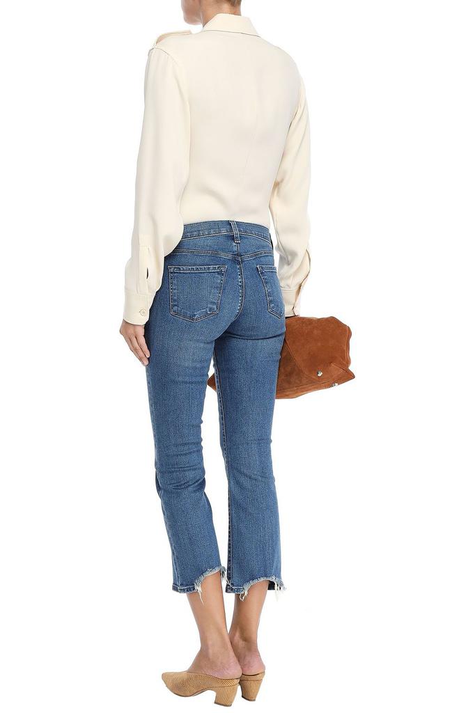 Selena frayed faded mid-rise kick-flare jeans商品第3张图片规格展示