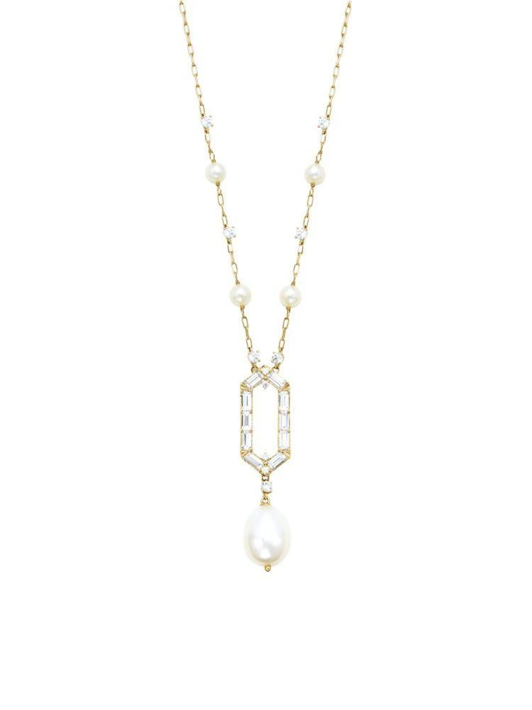 商品Nadri|Hexagon Goldtone, Faux Pearl &amp; Crystal Pendant Necklace,价格¥339,第1张图片